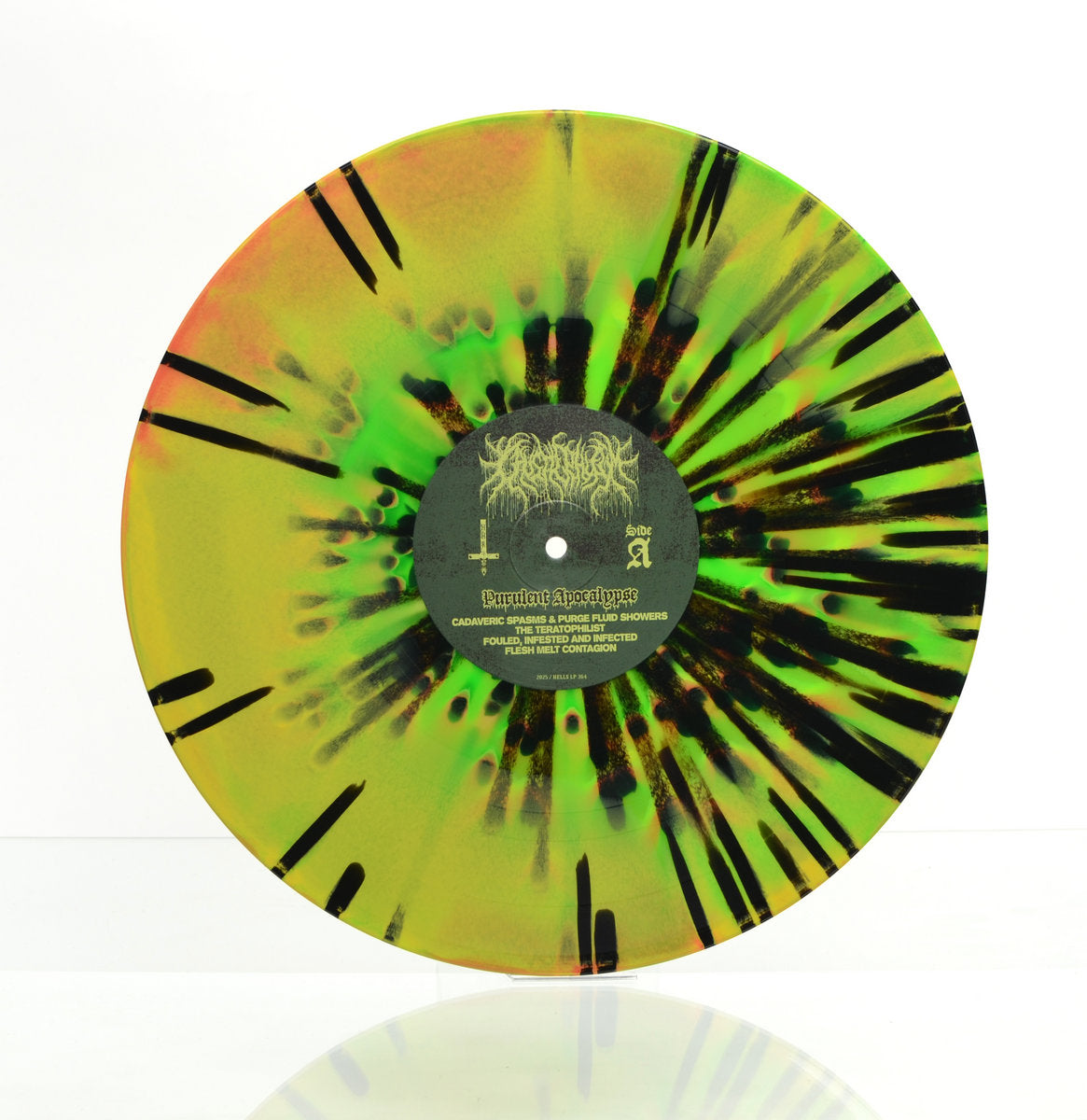 CAUSTIC PHLEGM - Purulent Apocalypse (12" LP) - Green/Yellow/Magenta Neon Swirl w/ Black Splatter