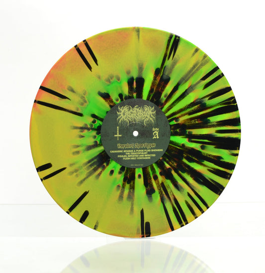 CAUSTIC PHLEGM - Purulent Apocalypse (12" LP) - Green/Yellow/Magenta Neon Swirl w/ Black Splatter