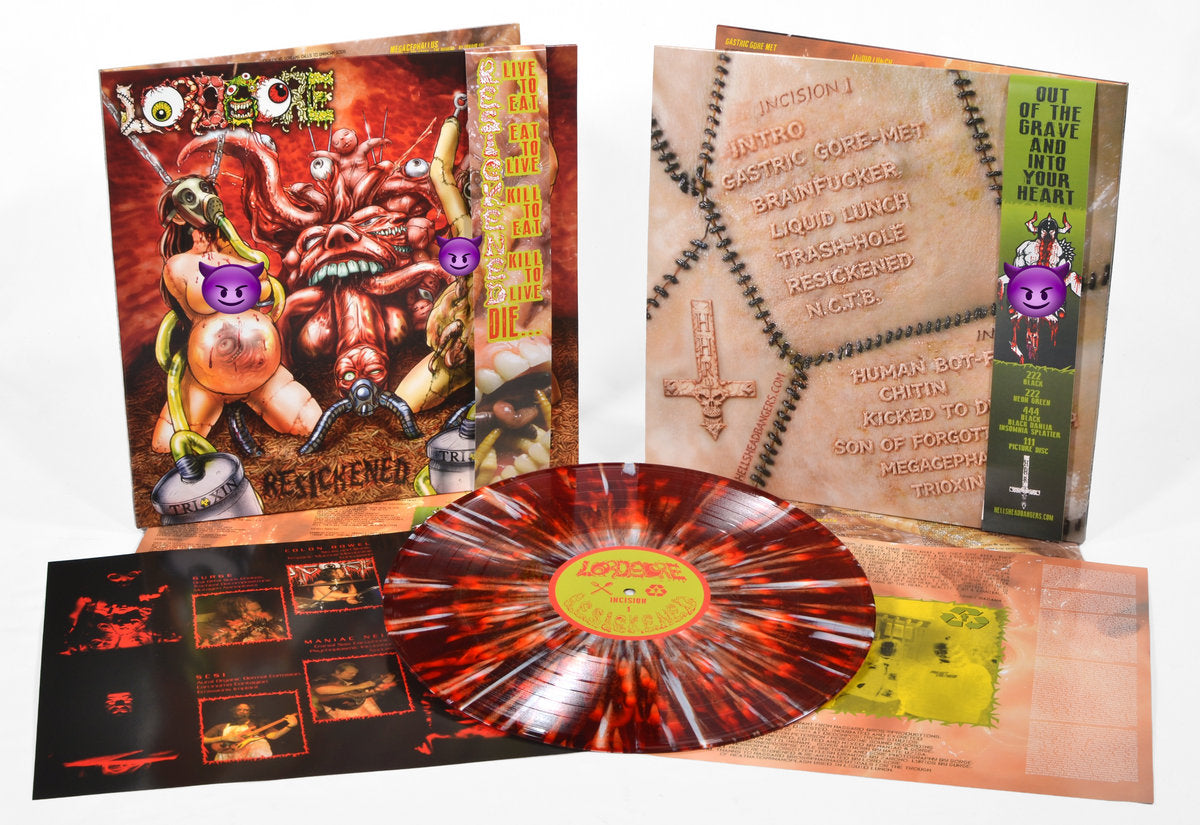 LORD GORE - Resickened (12" Gatefold LP) - Transparent Red w/ Black Marble & White Splatter