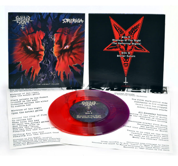 FUNERAL STORM / SYNTELEIA - The Ancient Calling (7" EP on Half Transparent Purple/Half Transparent Blood Red Vinyl)