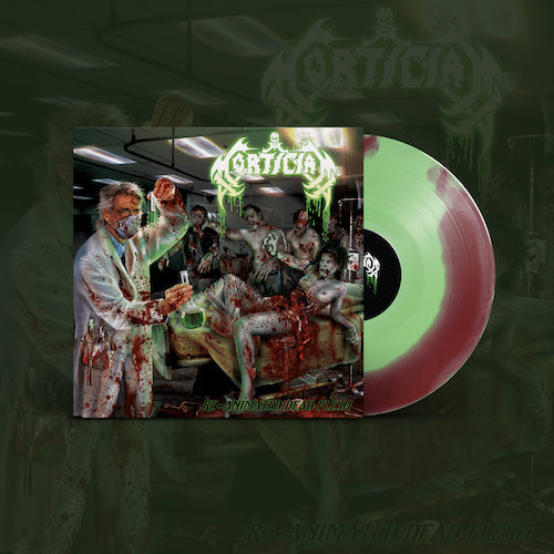 MORTICIAN - Re-Animated Dead Flesh (12" Gatefold LP w/ Poster) - Blood Red/Olive Green Swirl
